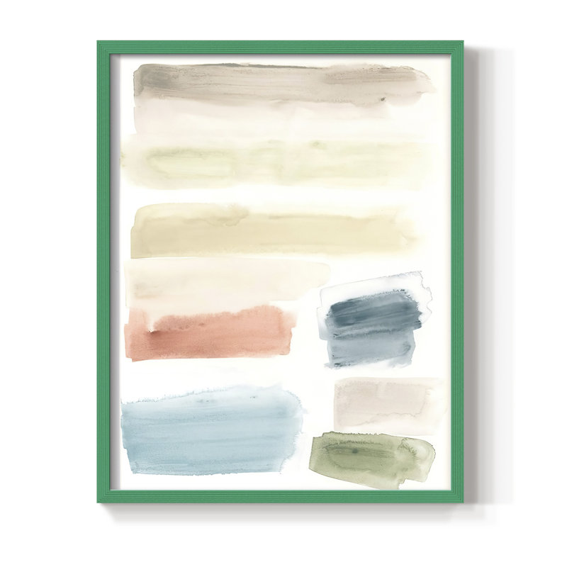 Watercolor Swatches II, reproduction encadrée - bois massif, Vert, H 10 po x l 8 po