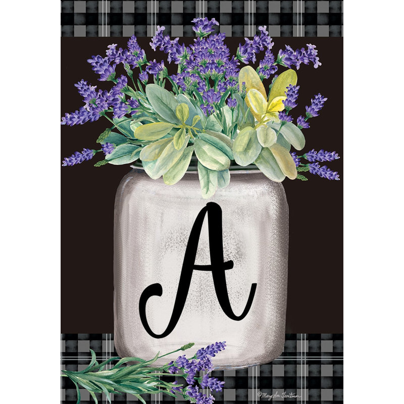 «Farmhouse Monogram», lettre A, drapeau de jardin