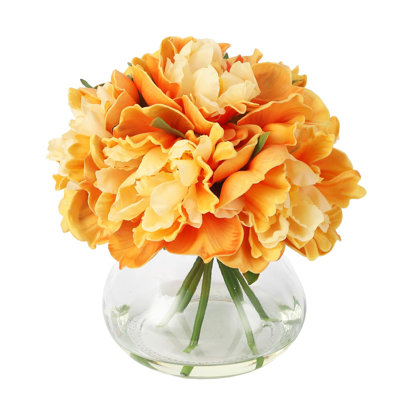 Faux fleurs de pivoine avec vase, arrangement de fleurs artificielles vertes, fleurs artificielles pour la décoration intérieure, centre de table de salle à manger, décoration de salle de bain, de bureau et de tablette, 2 pièces