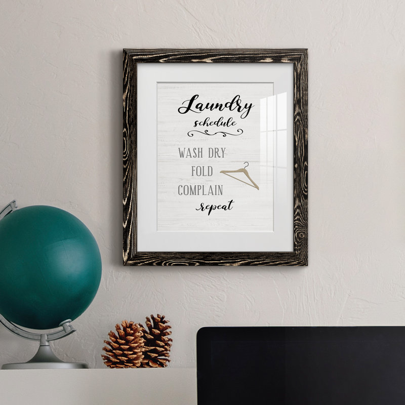 Laundry Complain - Art textuel avec cadre photo, H 20 po x l 17 po x P 1,5 po, Cadre noir