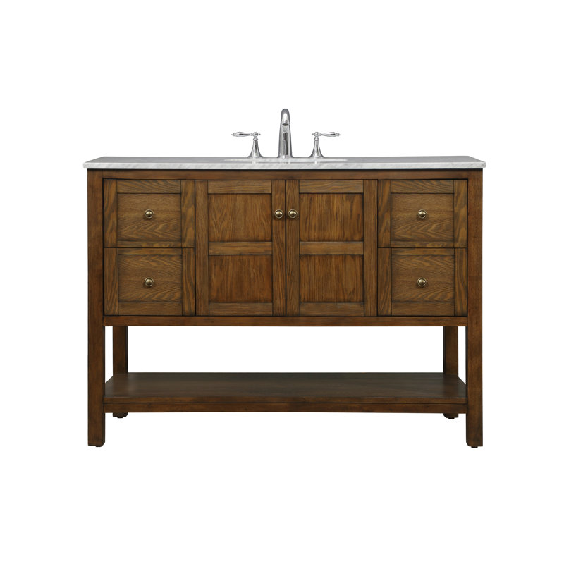 Ensemble de meuble-lavabo simple 48 po Amyra, Bronze antique, Café, Carrera blanc