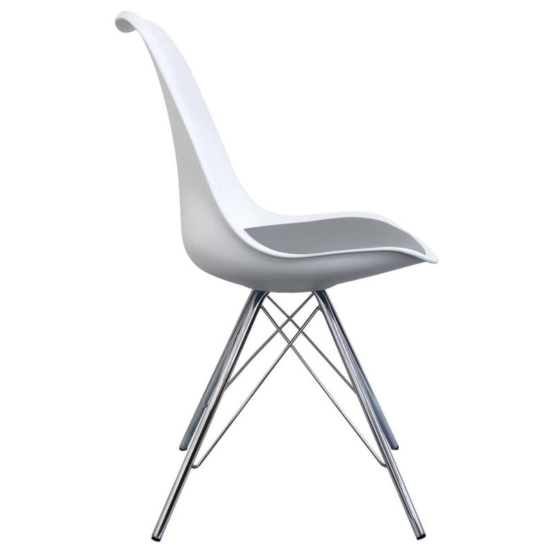 Topeka 45cm H Upholstered Side Chair, White/Grey