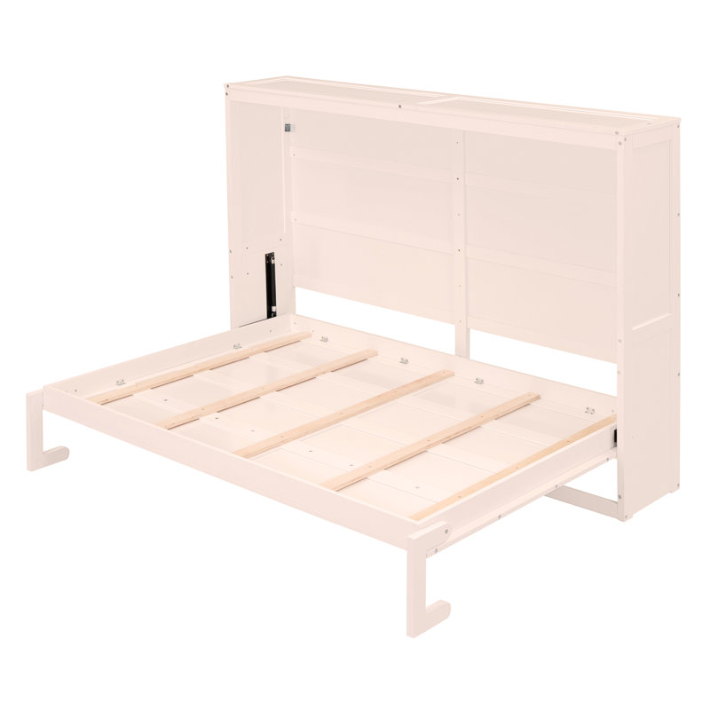 Lit escamotable avec cadre en bois, Double, Rose