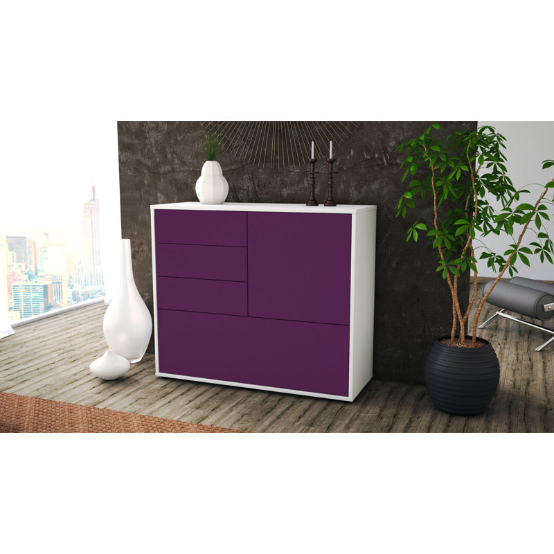 Redondo 92cm Sideboard, White/Purple