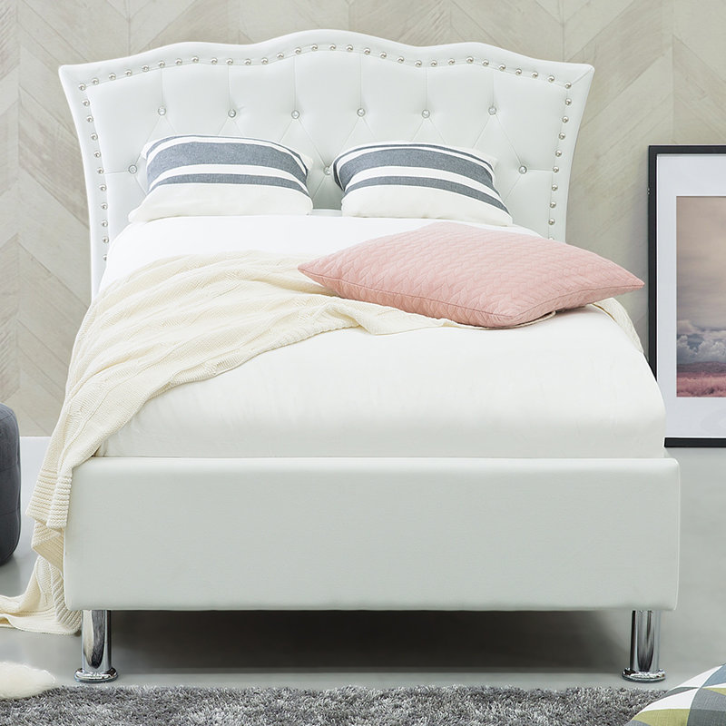 Upholstered Ottoman Storage Bed, White, European Single (90 x 200 cm)