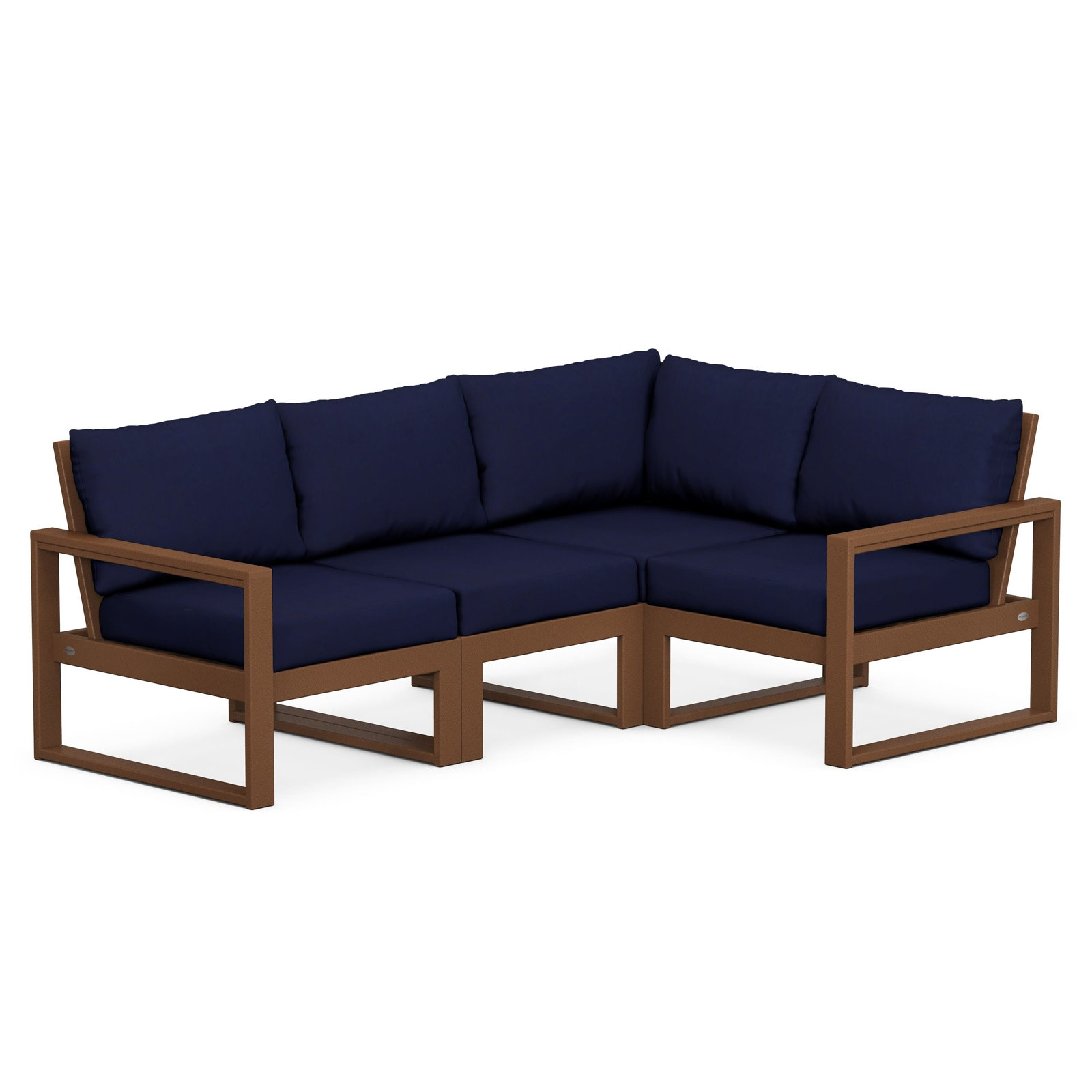 POLYWOOD® Edge 85" Patio Sectional, Black, Weathered Tweed