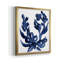 Indigo Brush Blooms I - Toile encadrée de qualité supérieure - prête à être accrochée