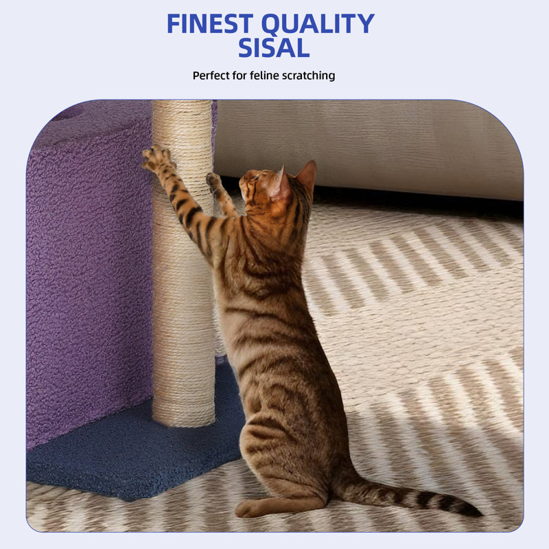 Flower Cat Tree Tower with Detachable Perch, White;Purple