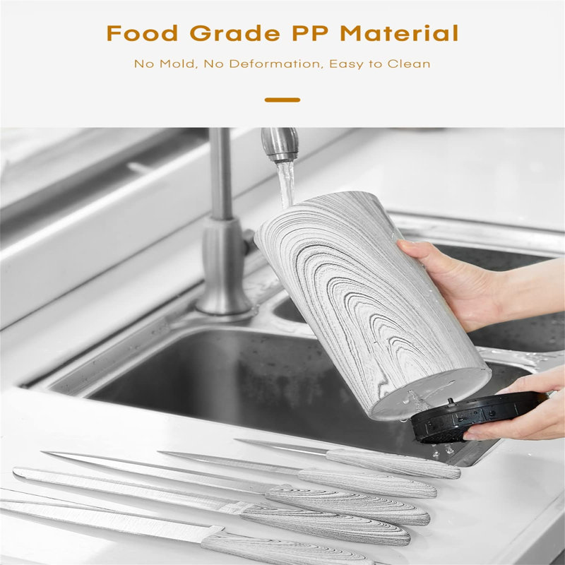 6-Piece Kitchen Knife Set With Removable Round Upright Knife Holder For Easy Cleaning And Drying