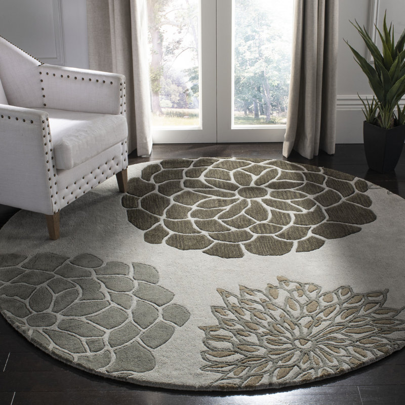 Soho Hand Tufted Wool Floral Rug, Round 8'