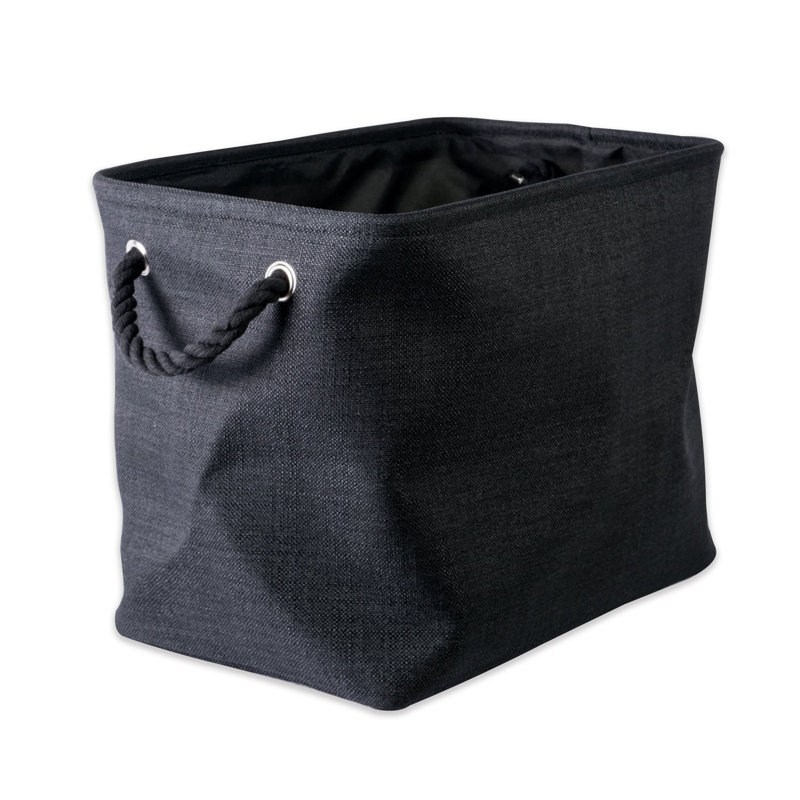 Red Barrel Studio Aona Fabric Bin, 9" H x 8" W x 14" D Taupe, Black