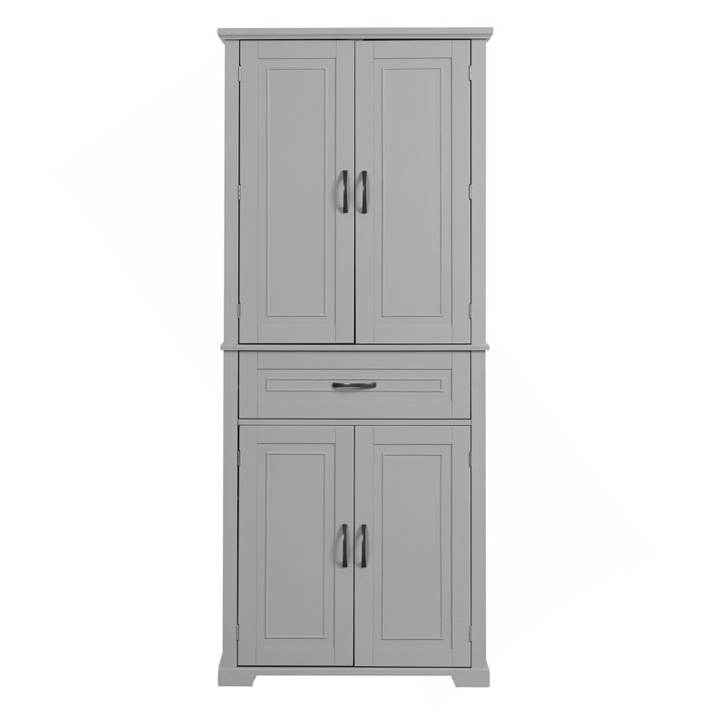 Bathroom Storage Cabinet With Doors And Drawer, Multiple Storage Space, Adjustable Shelf, Grey, Gray