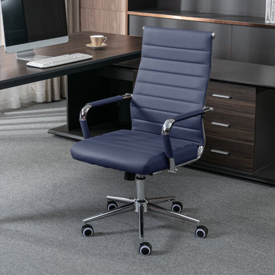 Chaise de bureau pivotante rembourrée en cuir Amaiia