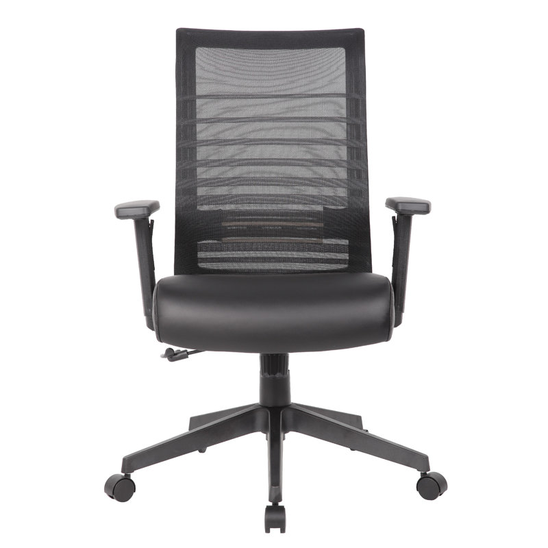  Rolling Task Chair, Black Mesh And Antimicrobial Vinyl, Synchro-Tilt