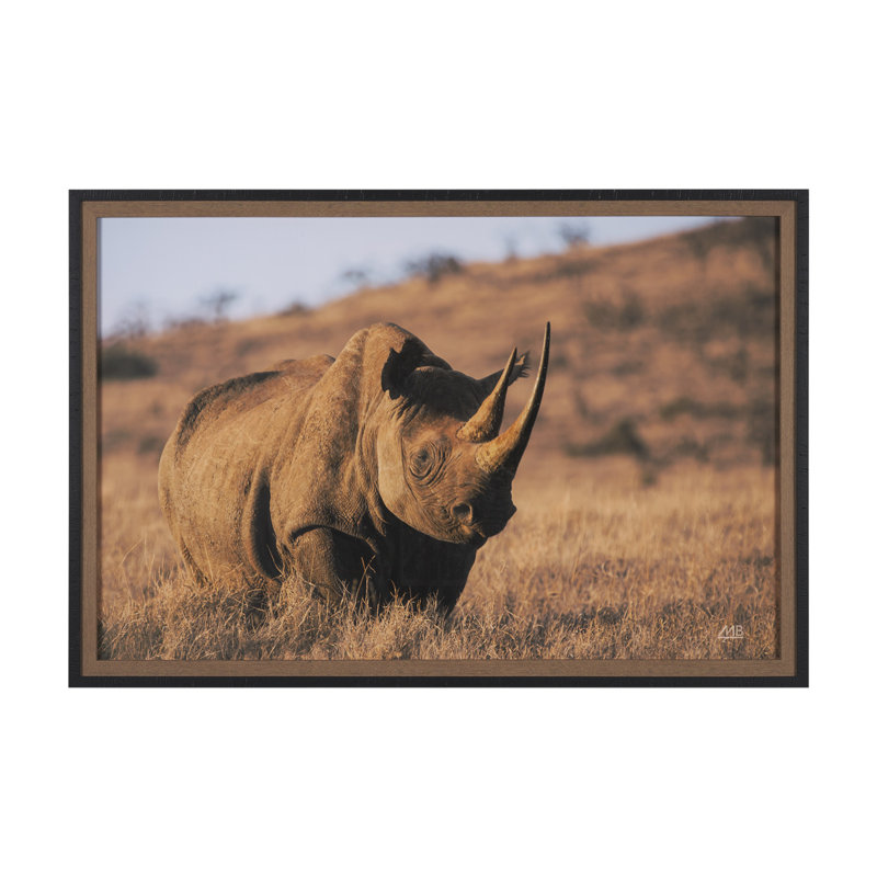 «Kenyan Rhino» par Max Blakesberg Studios, reproduction d'art encadrée à la main mat sous verre