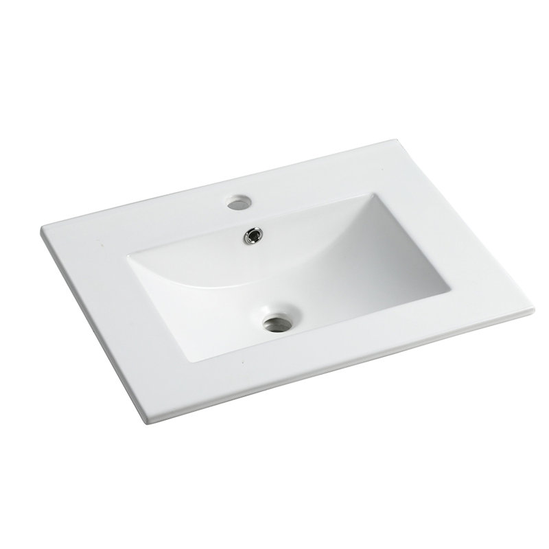 24" Ceramic Vanity Top Bathroom - Glossy White Sink Only, 24"d X 18.3"w 6.7"h, 0.81" Countertop Thick, 4.72" Depth 24 Inch Basin Thickness, Inner