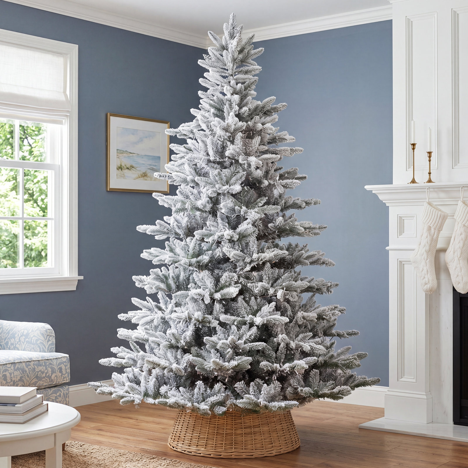White Frosted 7.5' Pre-Lit Pine Christmas Tree