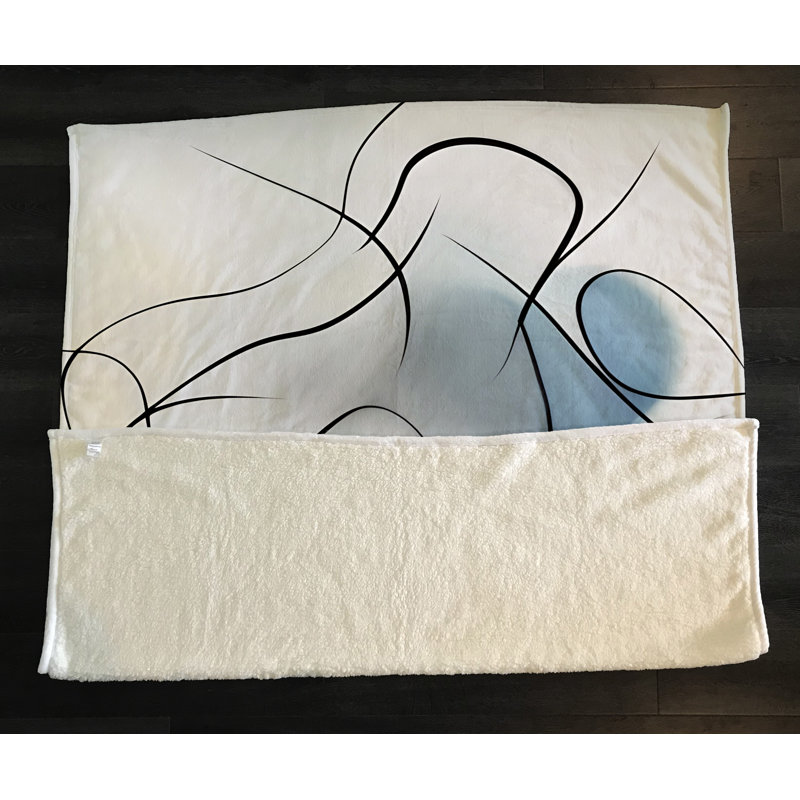 Throw Blanket, 51" W x 60" L, Abstract, Gray/Blue/Black