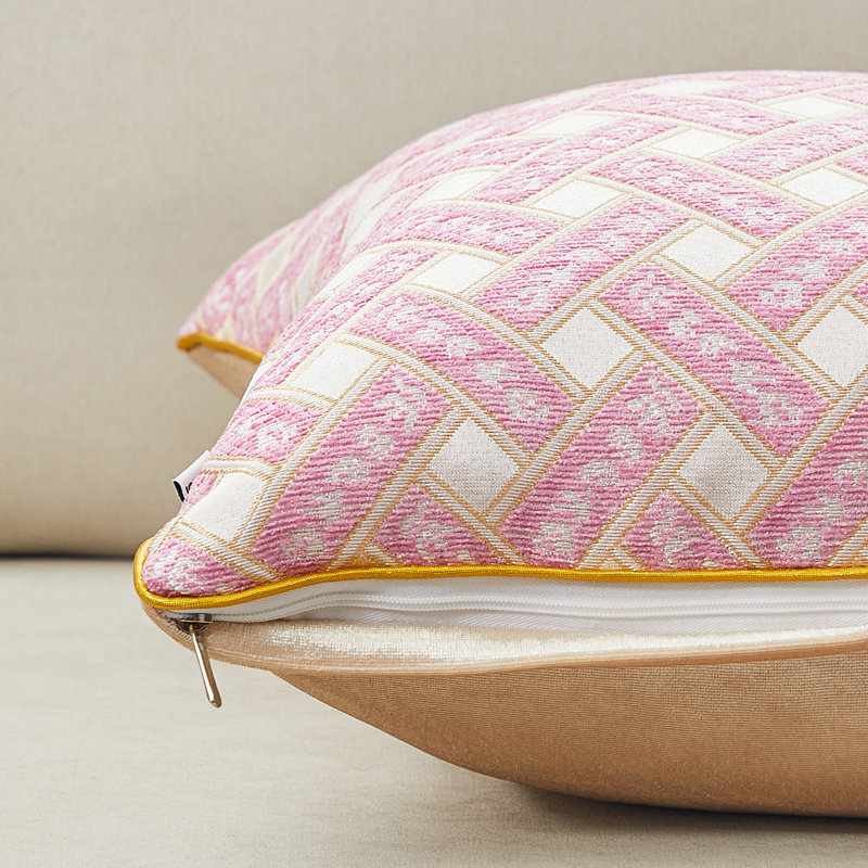 Floral Chenille Throw Pillow, Cream