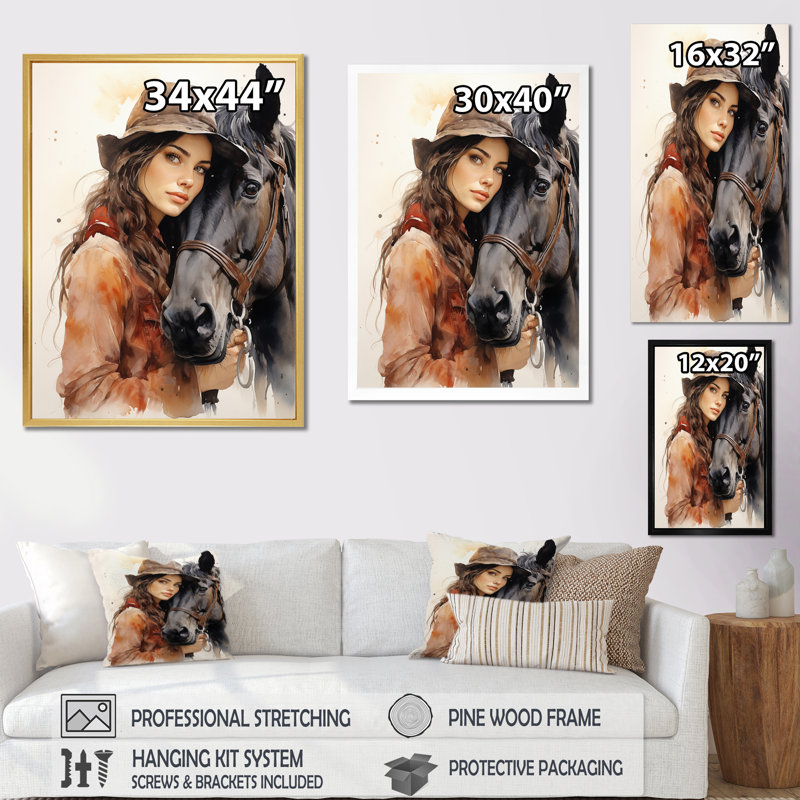 Wivestad Cowgirls and Horse Bond II, Cadre photo noir, H 20 po x l 12 po