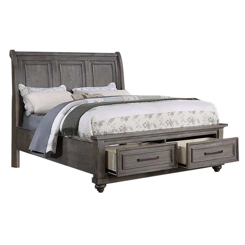 Très grand lit gris antique, compartiment sous le lit, espace pour chambre à coucher moderne, 3 têtes de lit, meubles