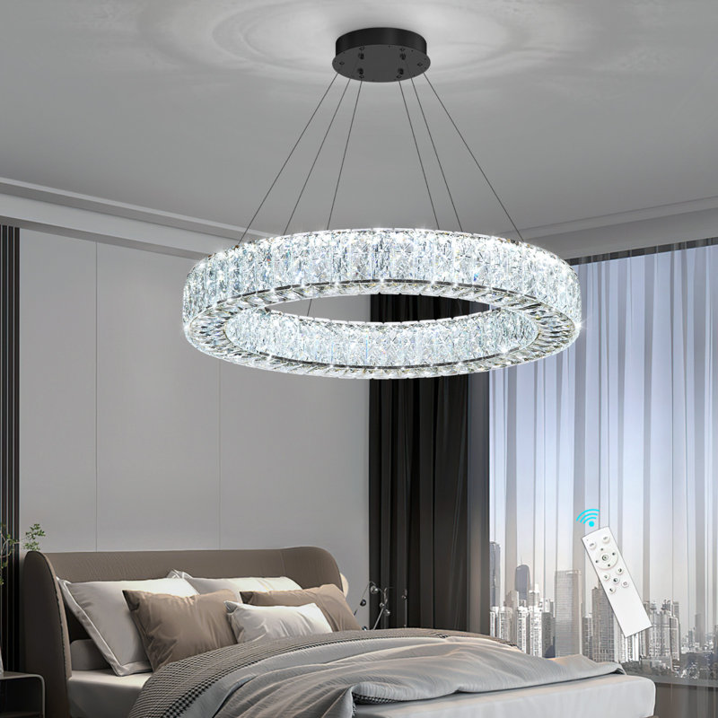 Lustre en cristal 32 pouces noir, 1 600 lumens, H 3,2 po x l 31,5 po x P 31,5 po