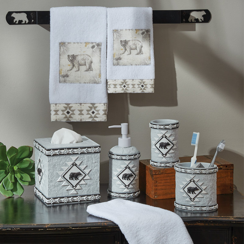 Gray and Black Resin Southwestern Tissue Box Cover