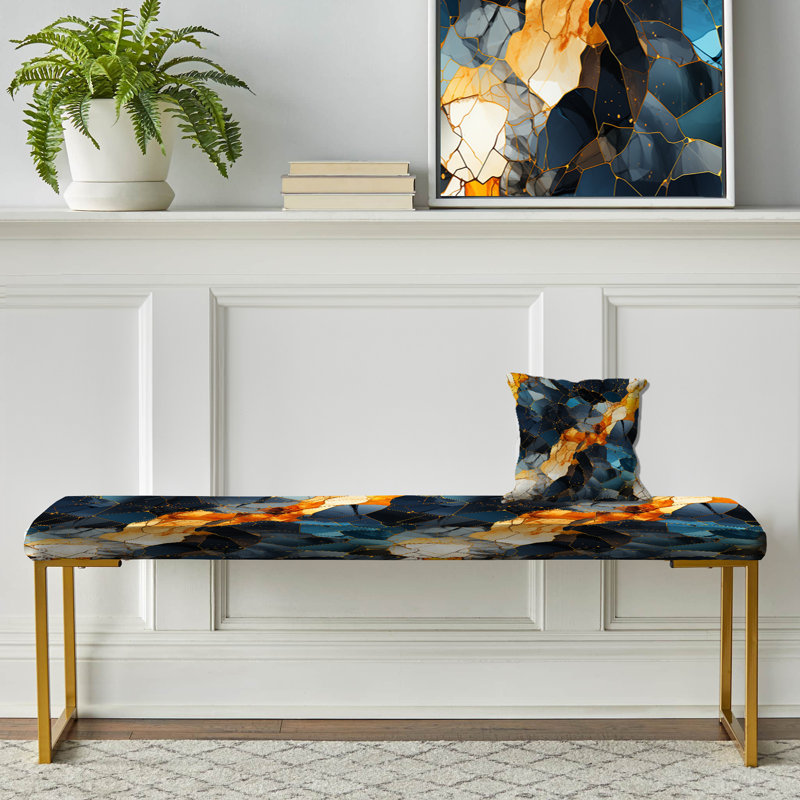 Motif de marbre rétro Revival - banc revêtu de marbre doré