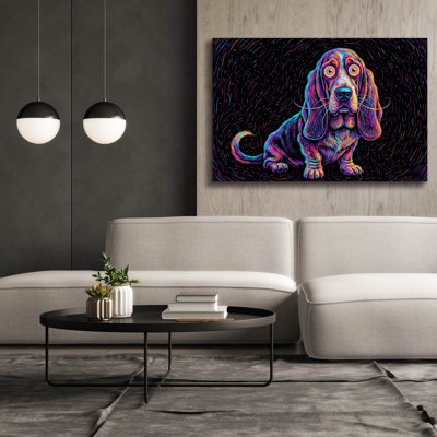  'Basset Hound Afraid Of Thunder' by Rich Monet Canvas Wall Art, 60" x 40"