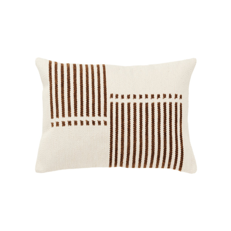 Housse de coussin rectangulaire en lin / chenille Carlus, Naturel / brun clair