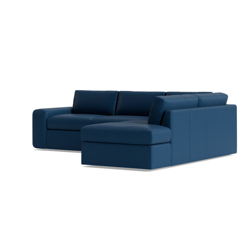 The OG Sectional, Bison Deep Blue Top Grain Leather, Right Hand Facing