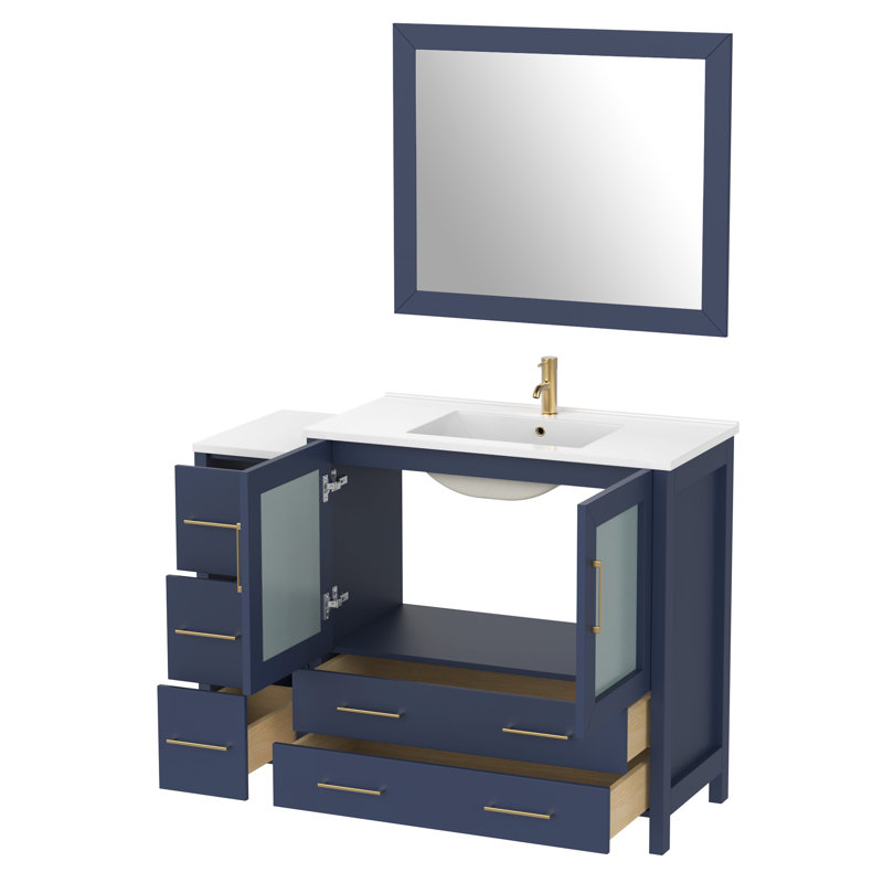  Ensemble de meuble-lavabo simple 48 "avec miroir, Bleu