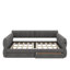Grand lit plateforme tapissier avec port USB et tiroirs-550364434
