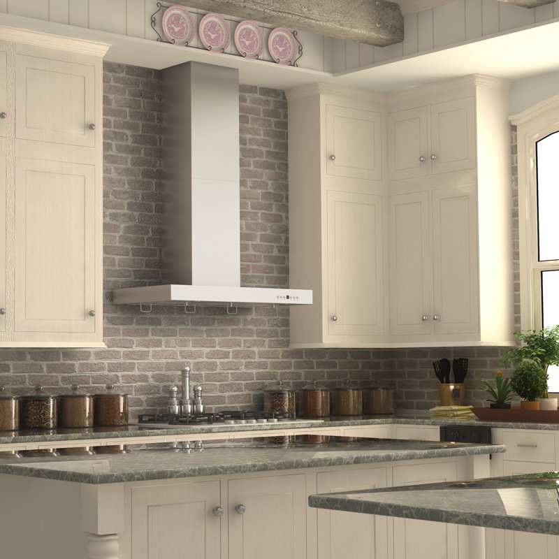 42" KE 400 CFM Convertible Wall Mount Range Hood in Brushed Stainless Steel