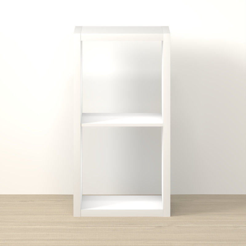 2-Cube Bookcase, Thick Frame, White, White, (2 Shelves) 29.92" H x 15.87" W x 14.57" D