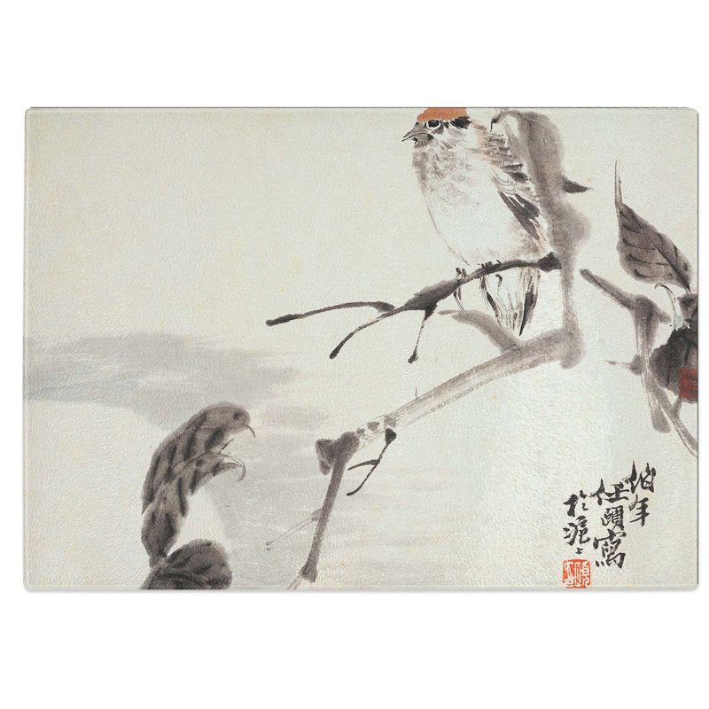 Tempered Glass Birds Chopping Board, 28.5 cm W x 20 cm L