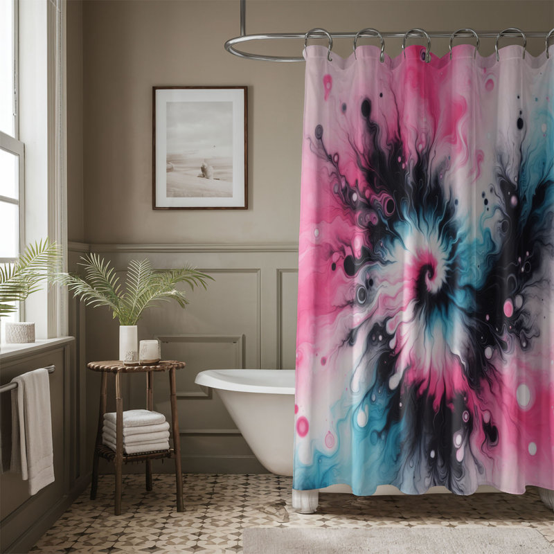 Rideau de douche standard 1 pièce Blush Blue Spiral, H 74 po x l 71 po