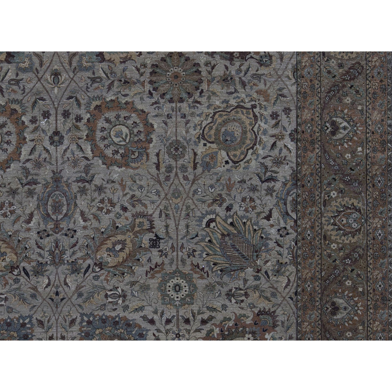 Tapis beige et brun noué à la main de haute qualité