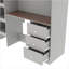 Lit mezzanine double en bois avec garde-robe intégrée, bureau, tablettes et tiroirs de rangement, gris