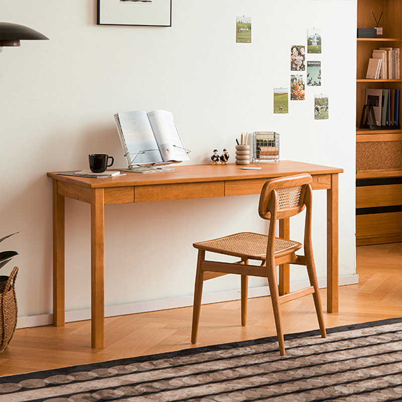 Bureau rectangulaire en bois massif Cerise, H 29,53 po x l 55,12 po x P 21,65 po
