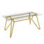 table de salle à manger rectangulaire en verre, convenant à 1 à 8 personnes, table de salle à manger de cuisine de style moderne, équipée de pieds en métal robustes, convenant à la salle à manger, au salon, au bureau, en or-1923558373