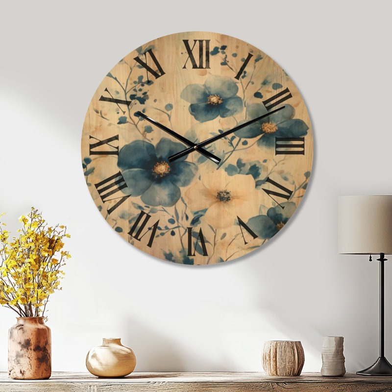 Horloge murale Blue Meadow Blossoms II, Large