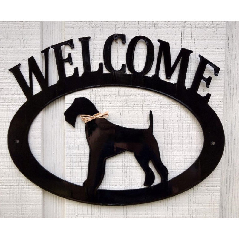 Panneau de bienvenue en métal Airedale Terrier