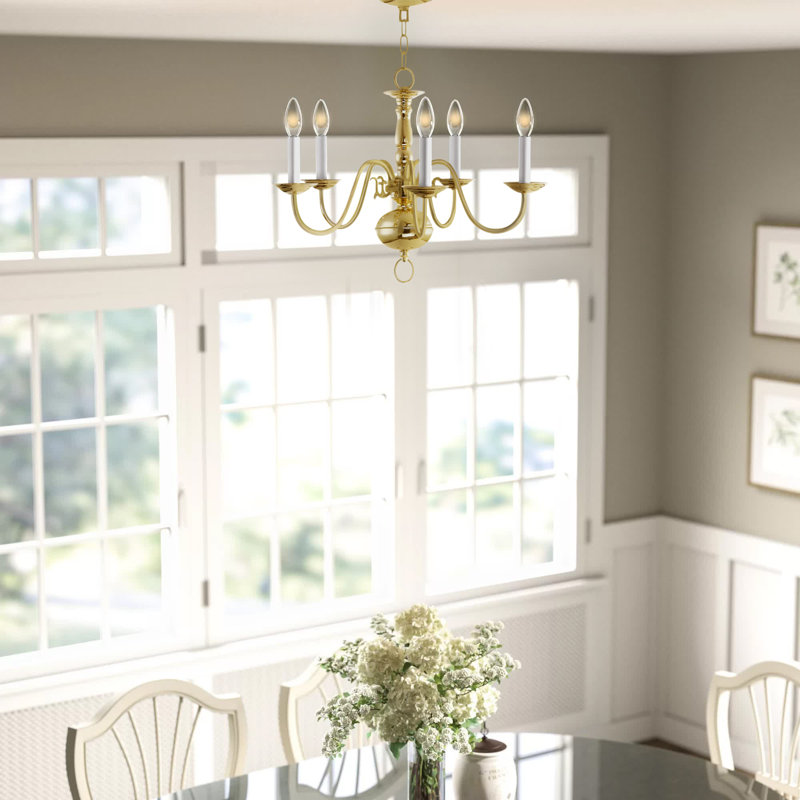 Benedetto Dimmable Chandelier, 6, Polished Brass