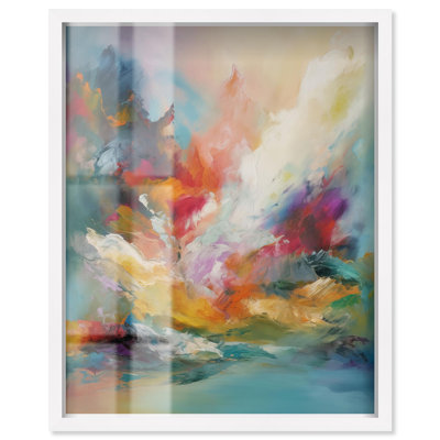 Décoration murale abstraite à motif d'ombrage en couleurs par Art Remedy, cadre blanc, 30 x 36
