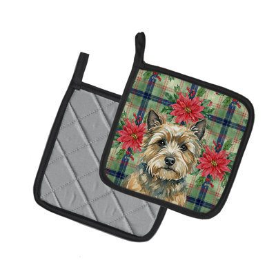 Paire de poignées Cairn Terrier Christmas Poinsettas
