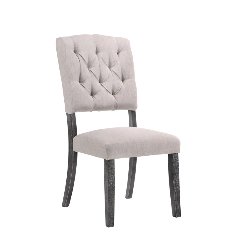 2 pièces de chaises d'appoint en lin - beige et gris, dossier haut, 2 confortables gris élégants,