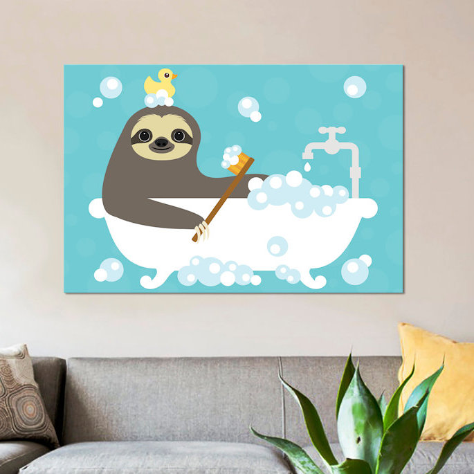 « sloth bubble bubbles », impression sur toile, H 8 po x l 12 po x P 0,75 po, Toile tendue, Pas de tapis