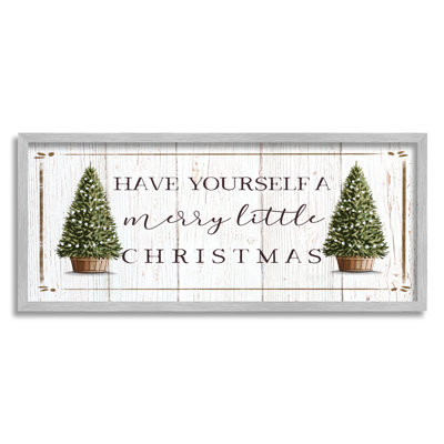 " Rustic Merry Little Christmas Phrase Holiday Fir Trees " by Elizabeth Tyndall