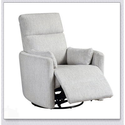 Fauteuil inclinable et pivotant moderne avec revêtement en microfibre beige, confort moelleux et coussins assortis pour le salon